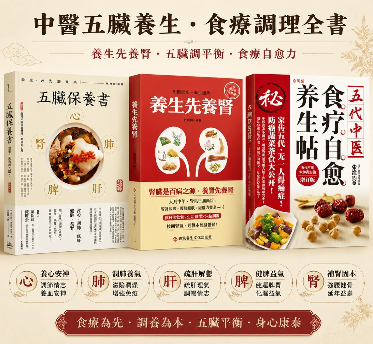 中醫五臟養生食療三本書